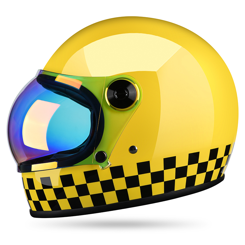 Gridos Bubble Helmet - Checkerboard Gloss Yellow
