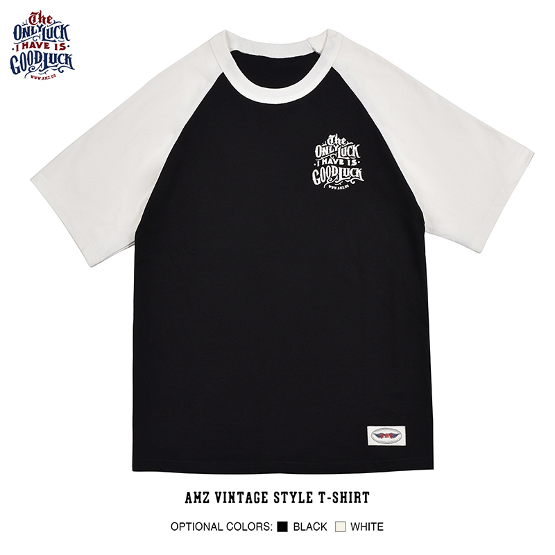 T-Shirt - Good Luck Black/White Shoulder